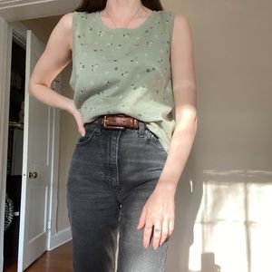 floral green tank top